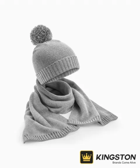 Beechfield Knitted Scarf and Beanie Gift Set