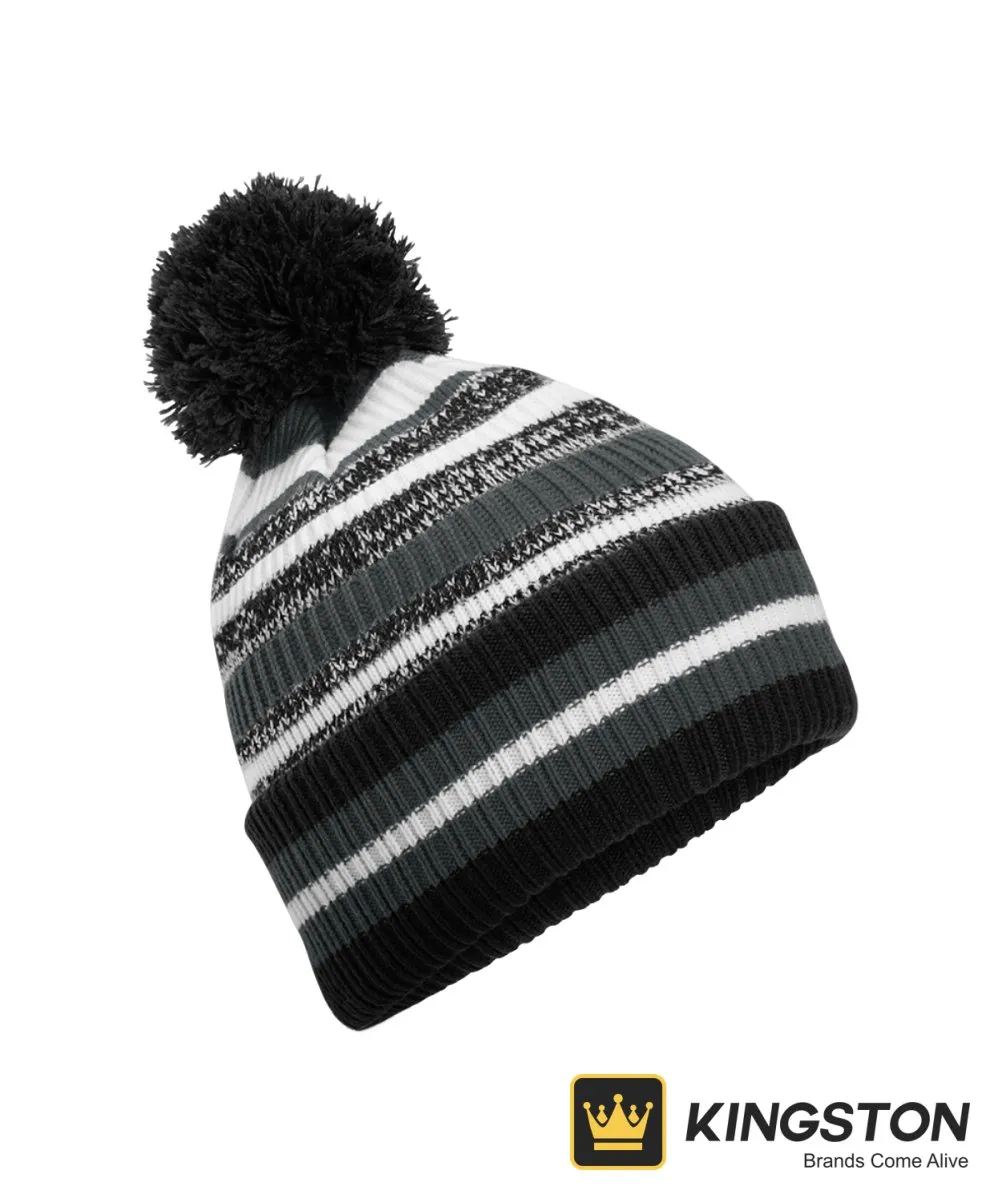 Beechfield Multi-Sport Fan Beanie in Black/Graphite Grey/White
