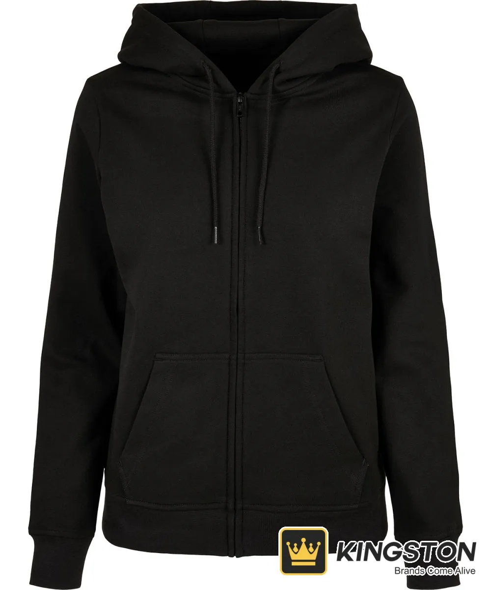 Build Your Brand Basic Women's Basic Zip Hoodie in Black