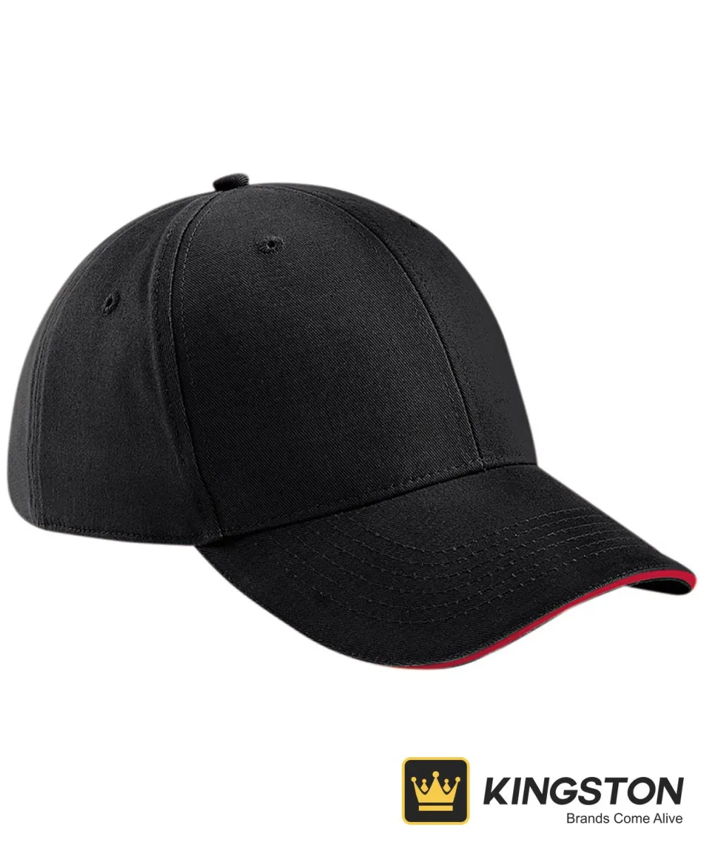 Beechfield Athleisure 6-Panel Cap in Black/Classic Red