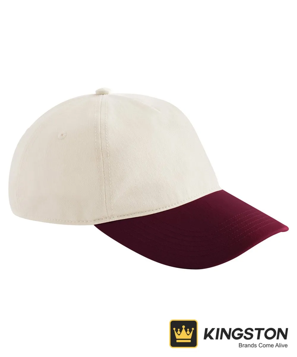 Beechfield Contrast Peak Leisure Cap in Natural/Burgundy