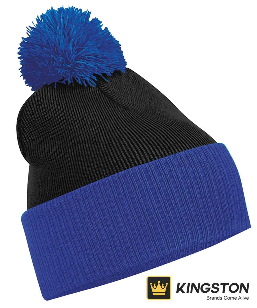 Beechfield Snowstar Two-Tone Beanie in Black/Bright Royal