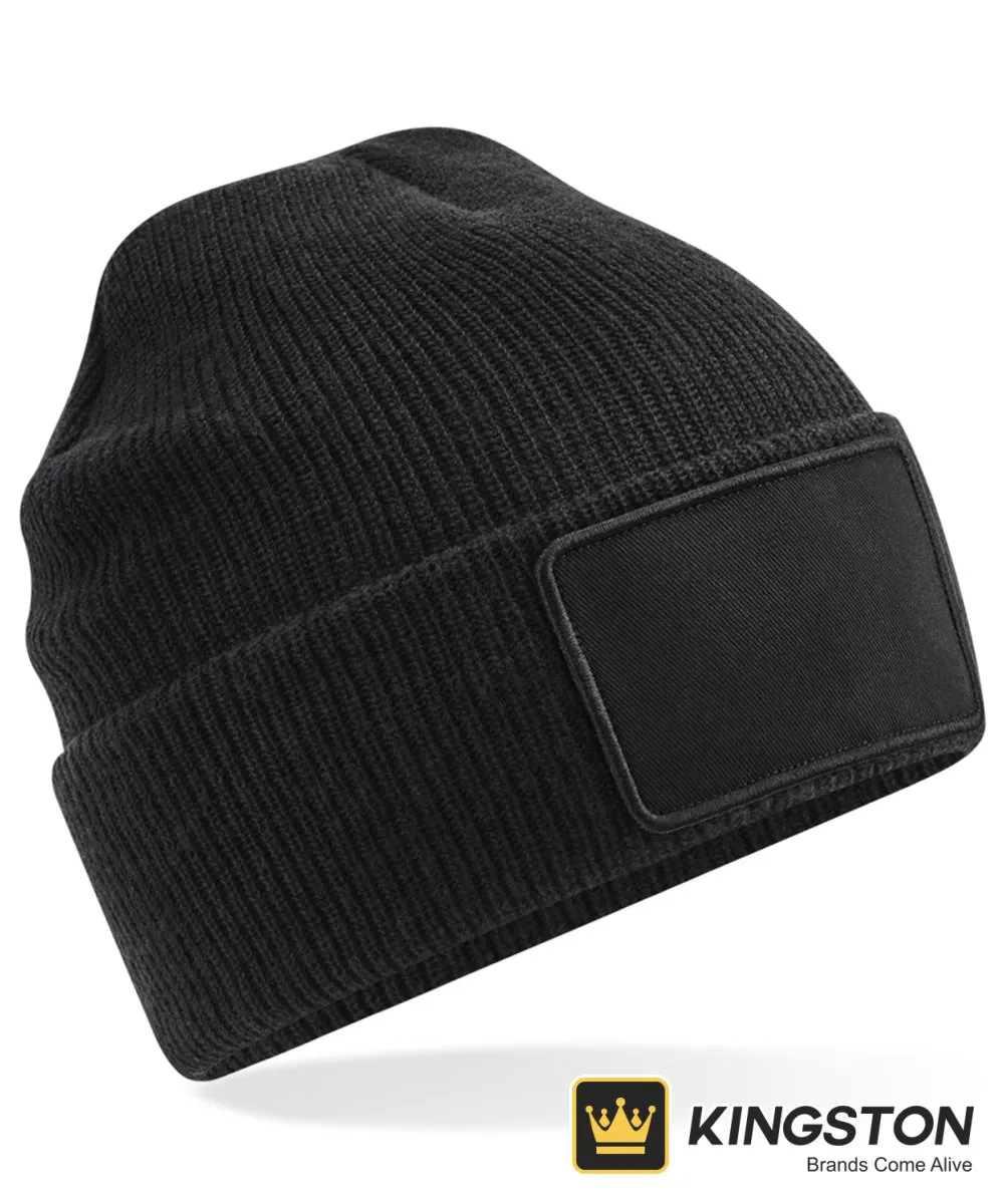 Beechfield Removable Patch Thinsulate Beanie in Black