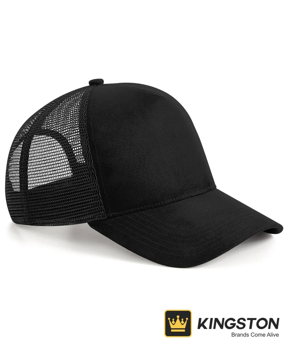 Beechfield Suede Snapback Trucker in Black
