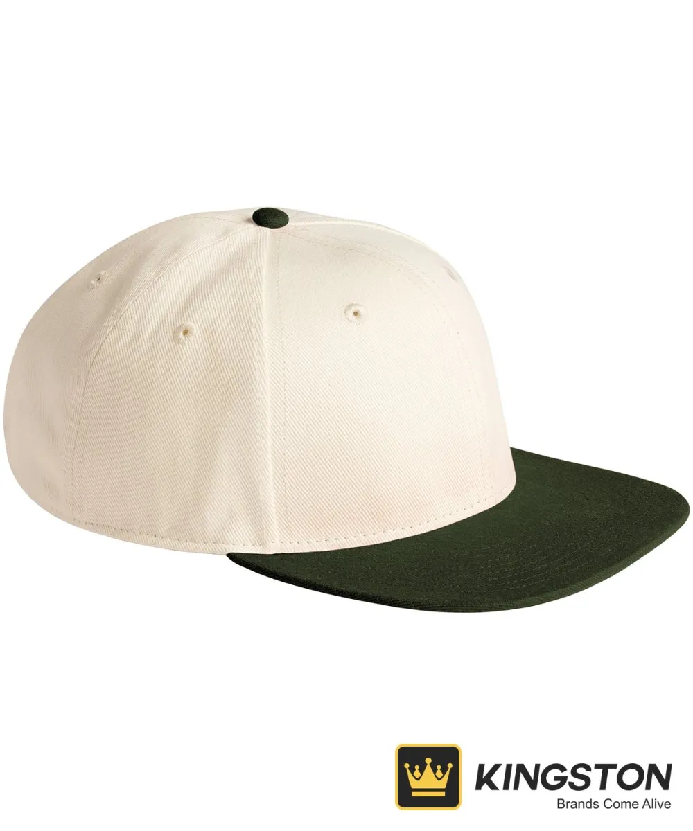 Beechfield Contrast Flat Peak 6-Panel Cap in Natural/Dark Olive