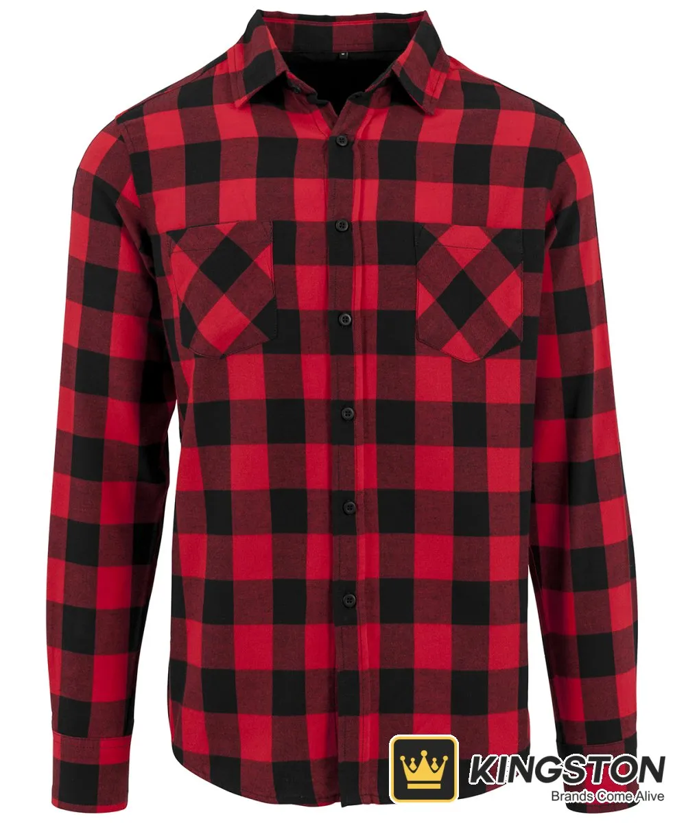 Build Your Brand Checked Flannel Shirt in Black/Red
