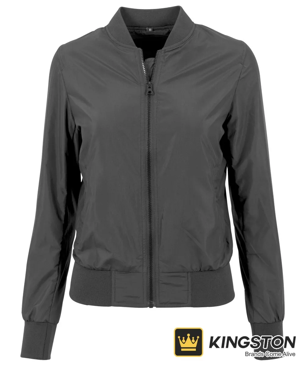 Build Your Brand Women's Light Bomber Jacket in Black