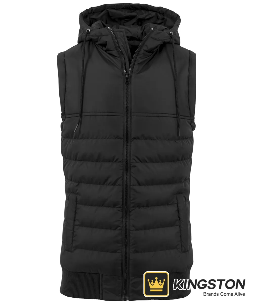 Build Your Brand Bubble Vest in Black/Black