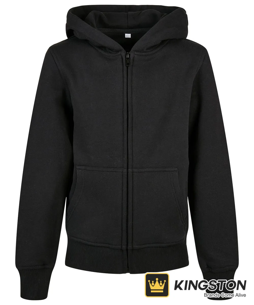 Build Your Brand Organic Kids Basic Zip Hoodie in Black