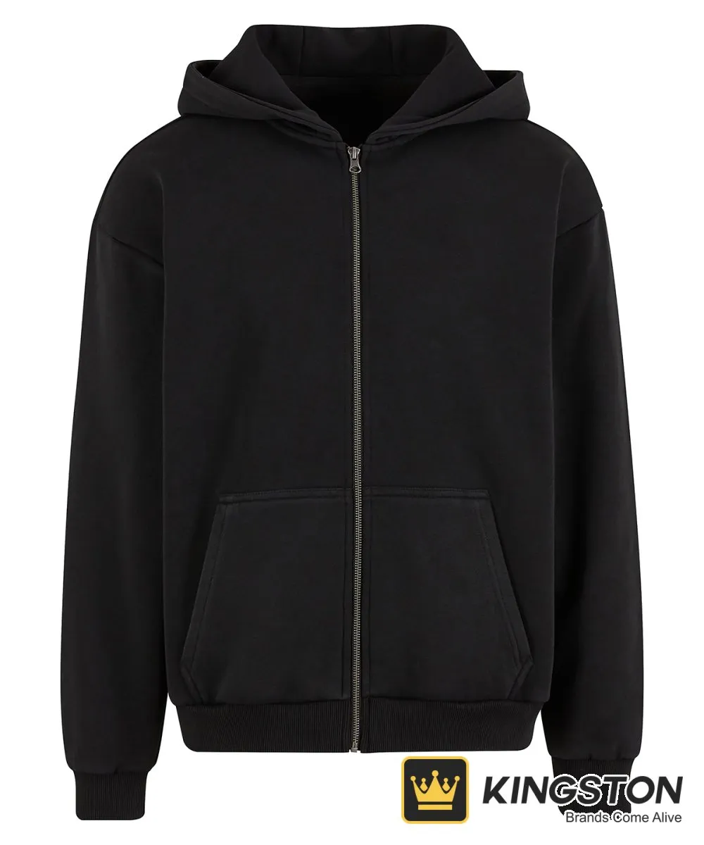 Build Your Brand Vintage Heavy Zip Hoodie in Black