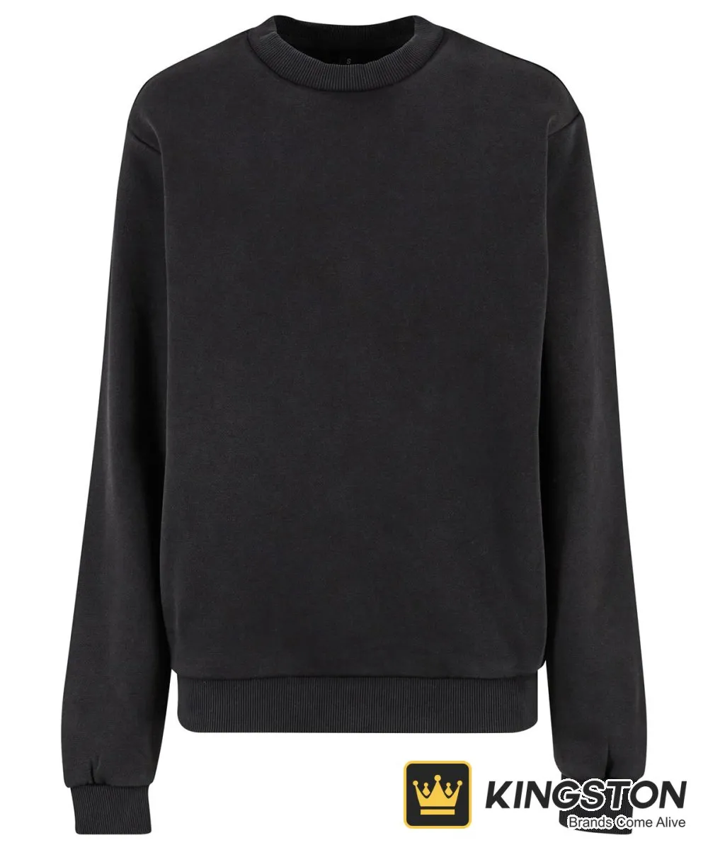 Build Your Brand Women's Vintage Heavy Crew Neck in Black