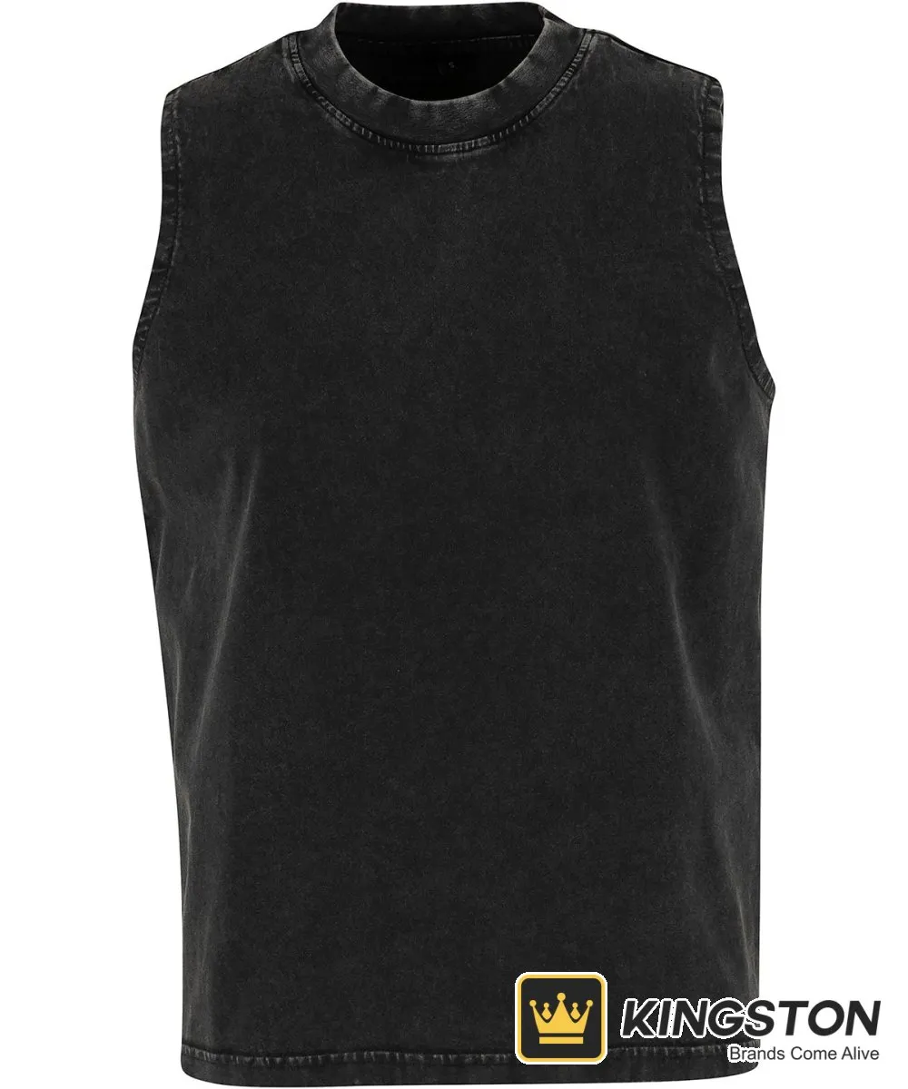 Build Your Brand Women's Vintage Washed Sleeveless Tee in Black