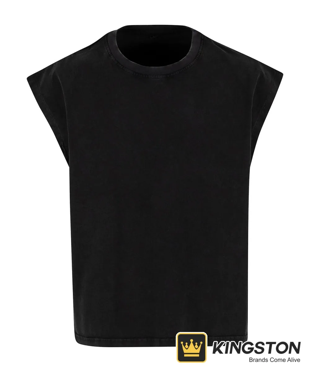 Build Your Brand Vintage Cropped Heavy Sleeveless Tee in Black