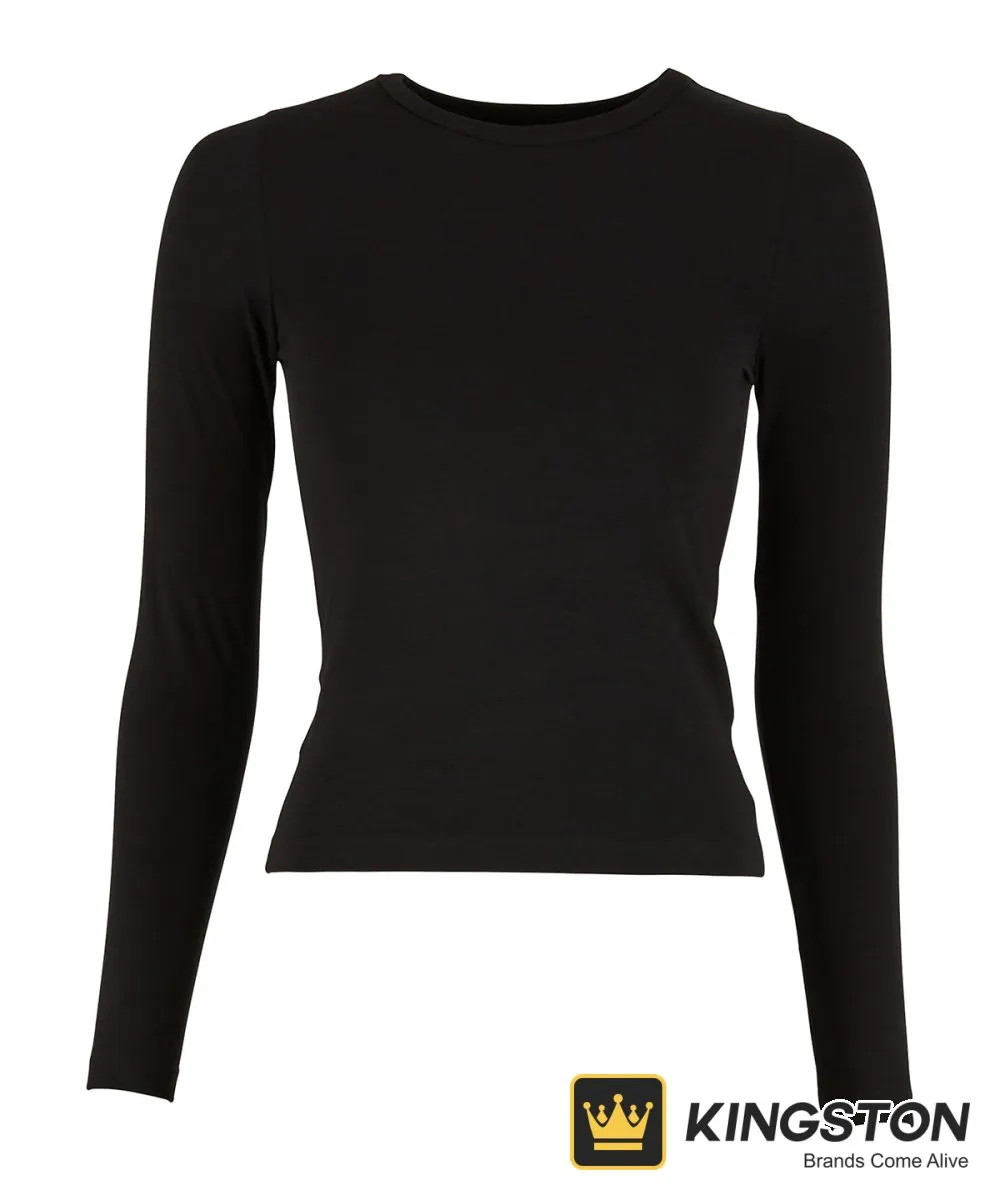 Build Your Brand Women's Ultra Slim Long Sleeve in Black