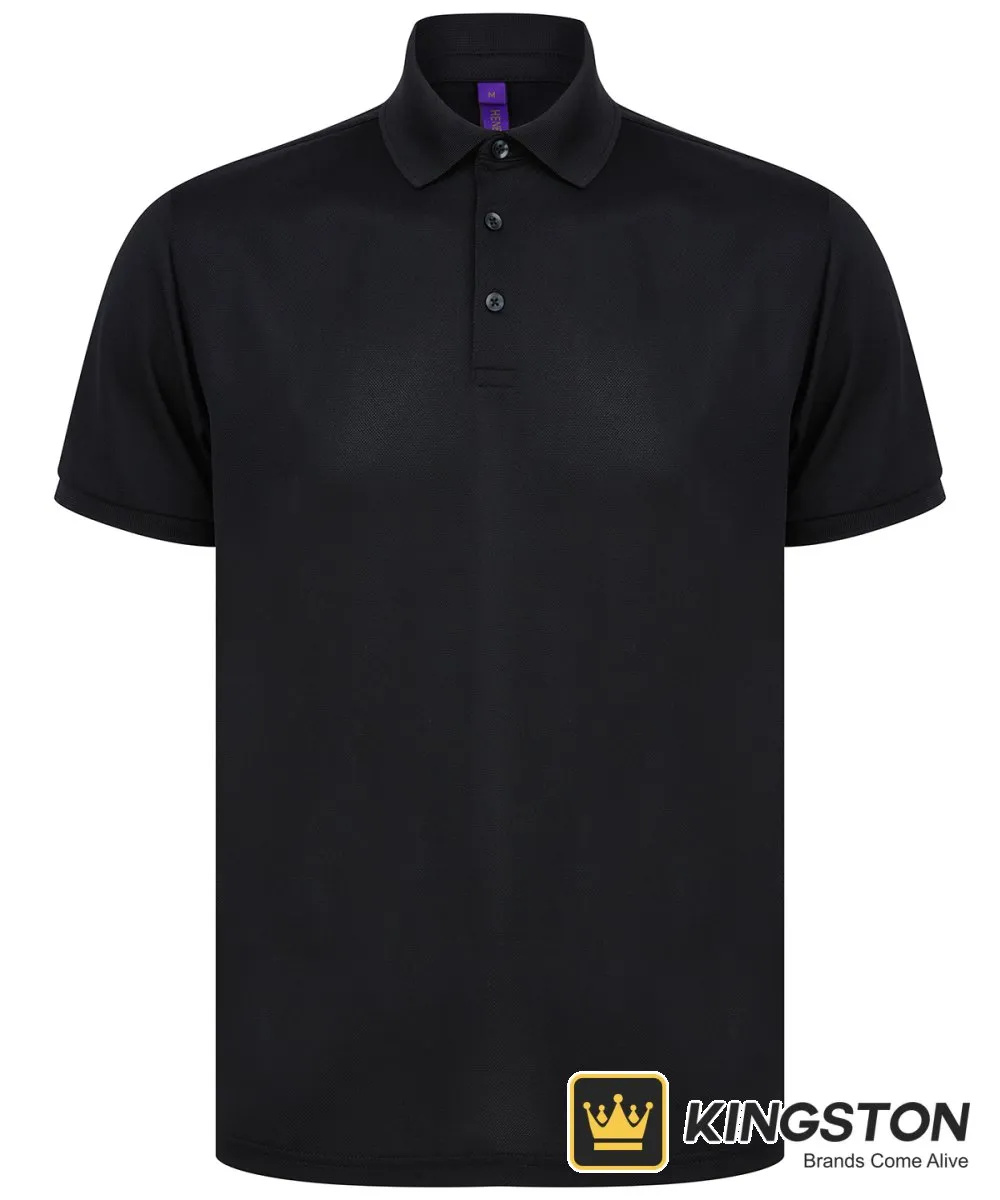 Henbury Recycled Polyester Polo Shirt in Black
