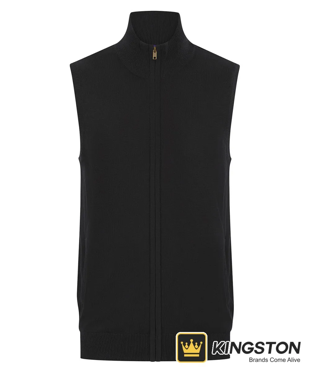 Henbury Men's Sleeveless Zip-Through Jumper in Black