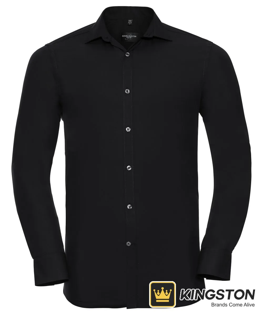 Russell Collection Long Sleeve Ultimate Stretch Shirt in Black