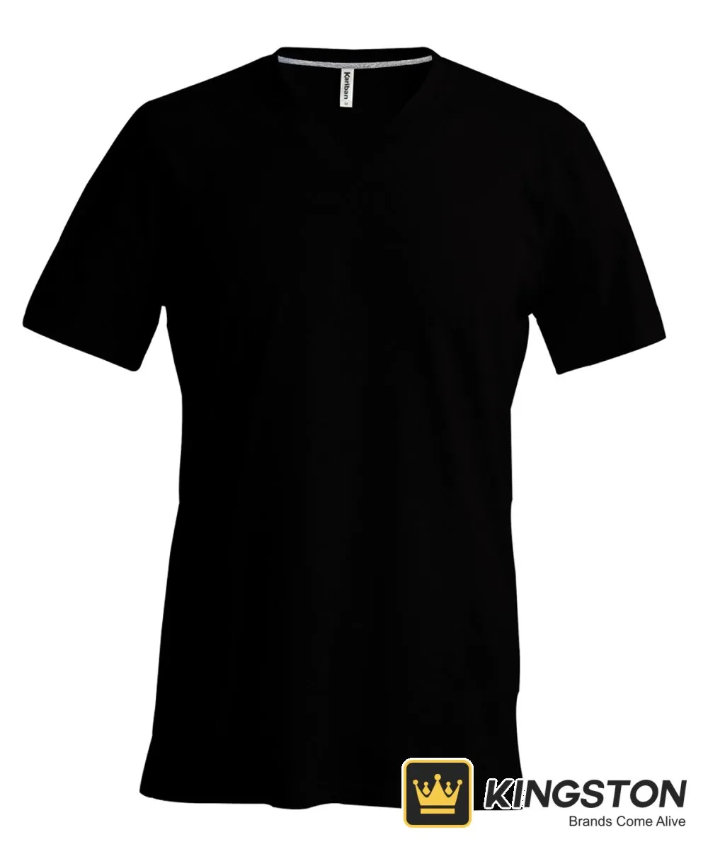 Kariban Men's Short-Sleeved V-Neck T-Shirt in Black