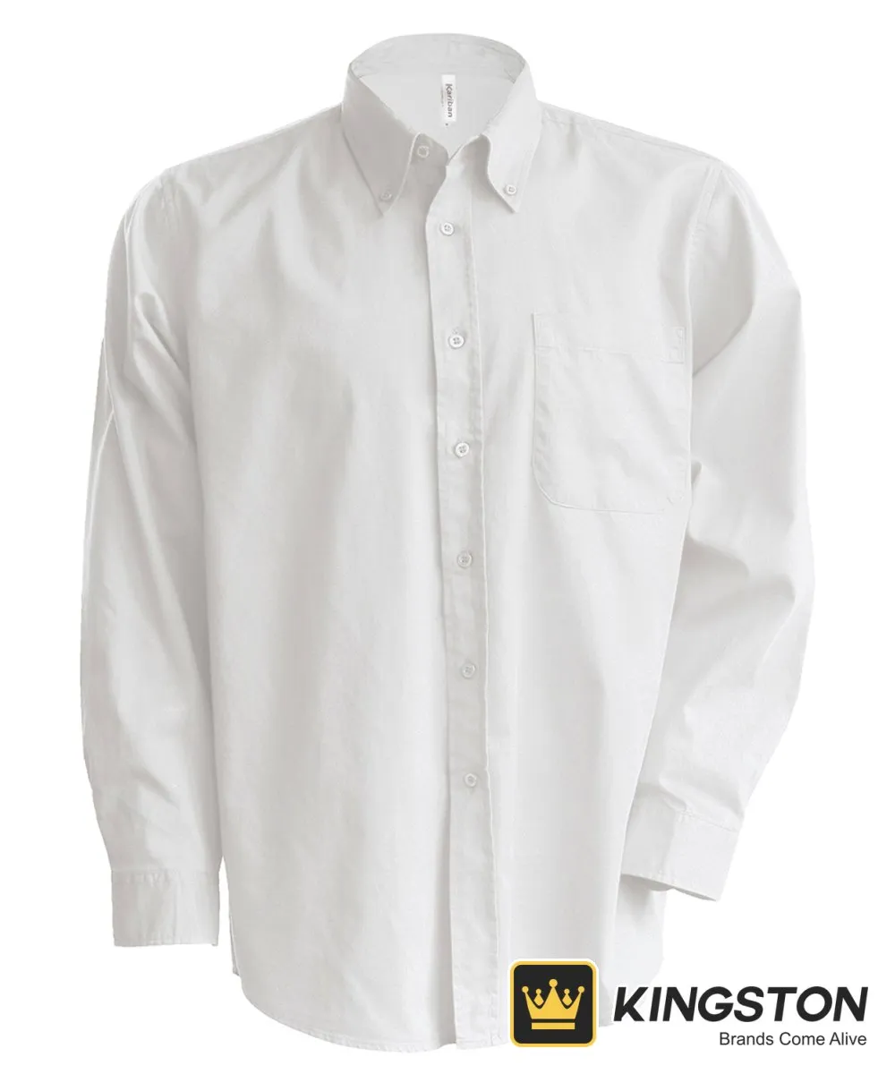 Kariban Men's Long Sleeve Oxford Shirt in White