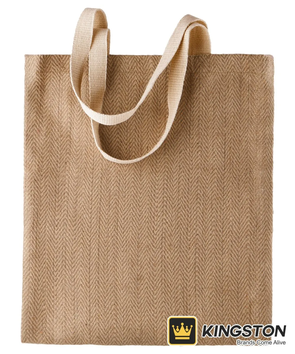 KiMood Natural Yarn Dyed Jute Bag in Natural/Cappucino
