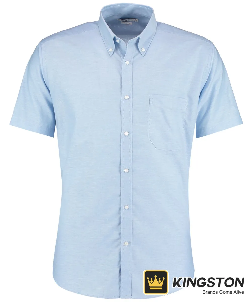 Kustom Kit Workplace Oxford Long Sleeve Shirt (Slim Fit) in Light Blue