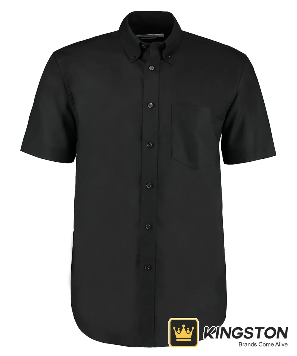 Kustom Kit Workwear Oxford Short Sleeve Shirt (Classic Fit) in Black