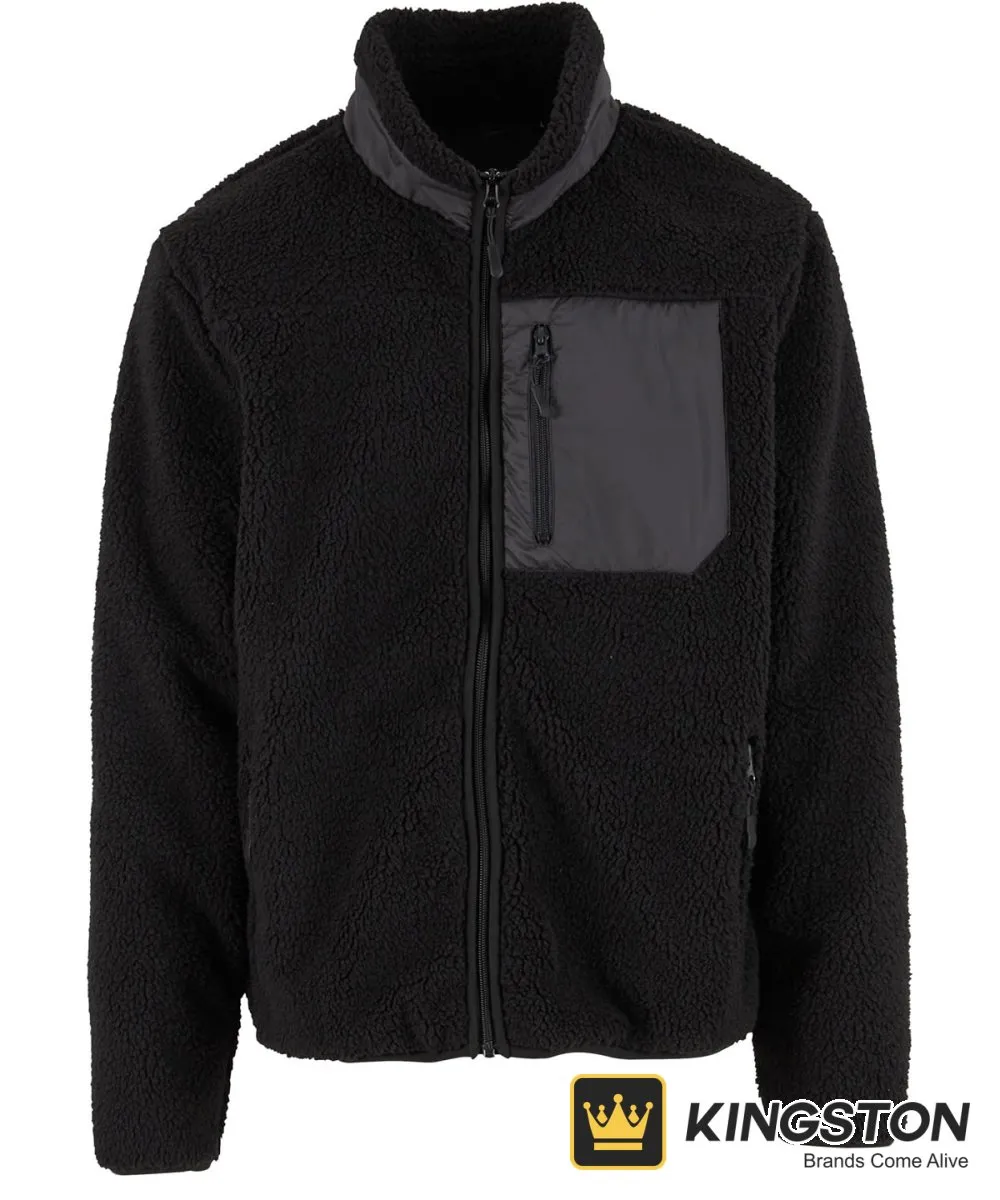 New Morning Studios Loose Fit Bonded Sherpa Jacket in Black