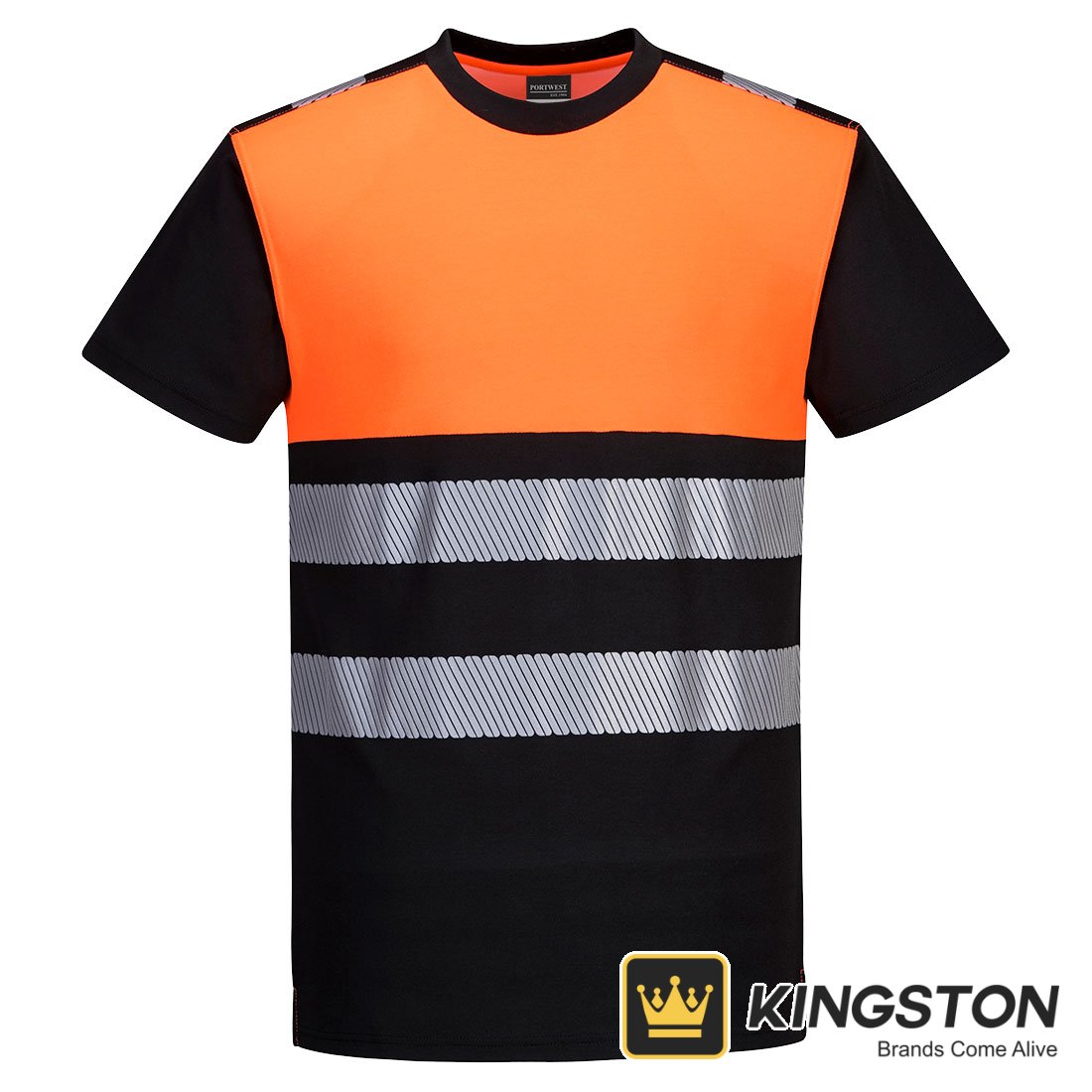 Portwest PW3 Hi-Vis Cotton Comfort T-Shirt in Orange/Black