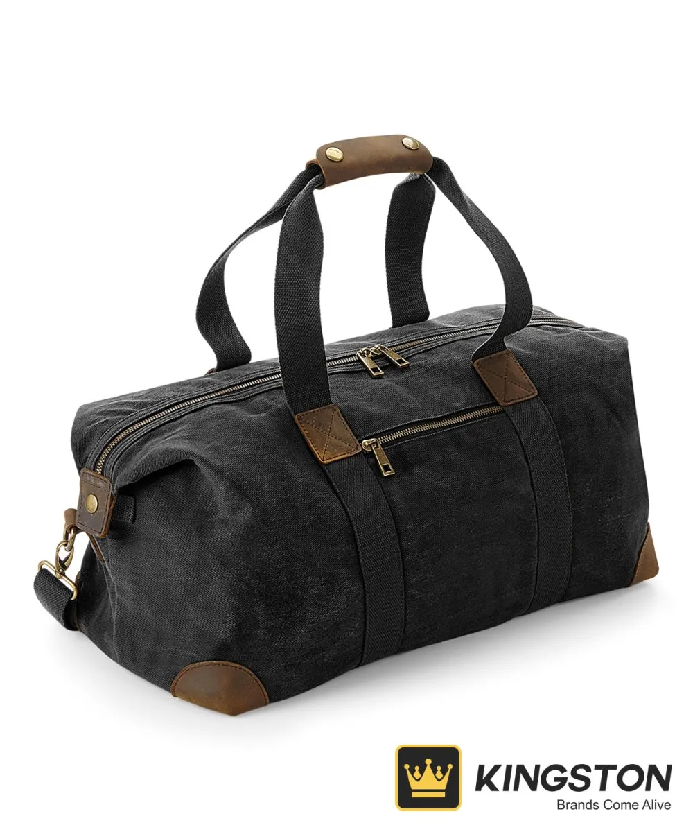 Quadra Heritage Waxed Canvas Holdall in Black