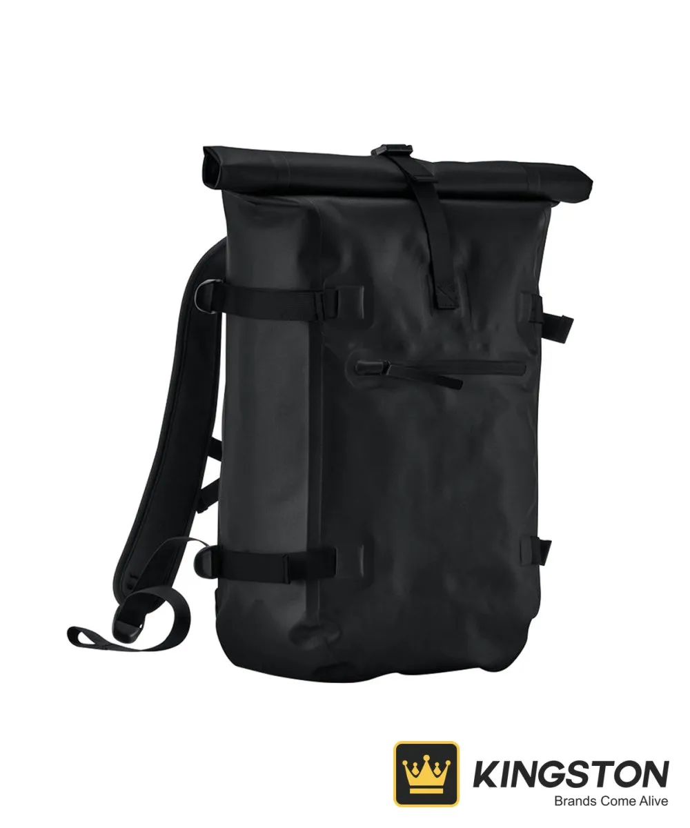 Quadra Waterproof Roll-Top Backpack in Black