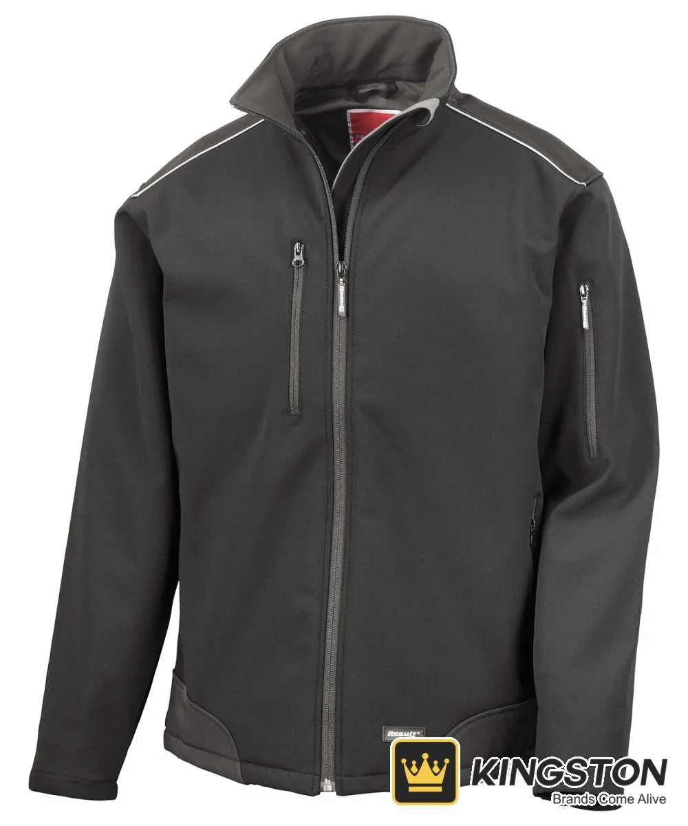 Result Ripstop Softshell Workwear Jacket in Black/Black