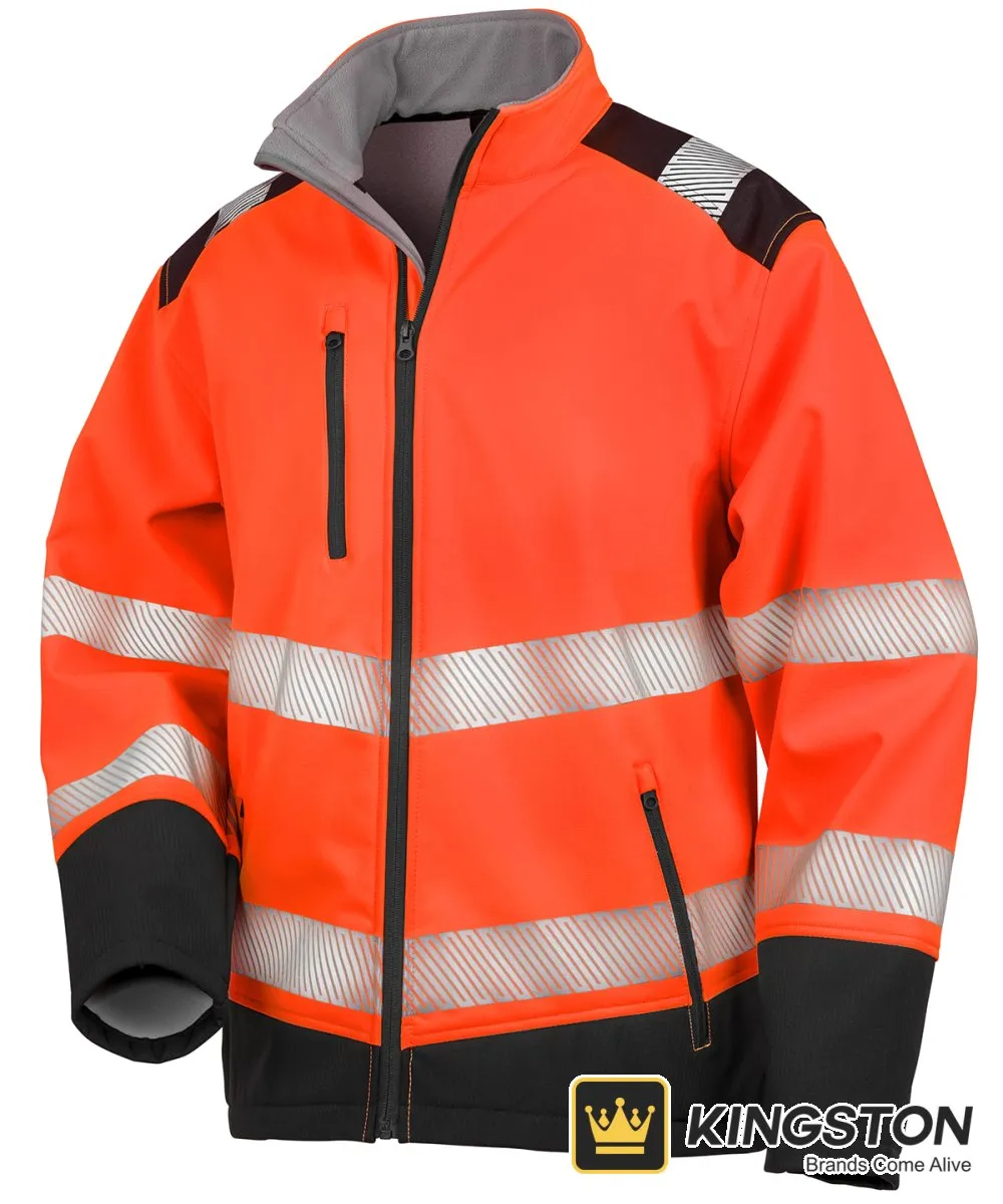Result Printable Ripstop Safety Softshell in Fluorescent Orange/Black