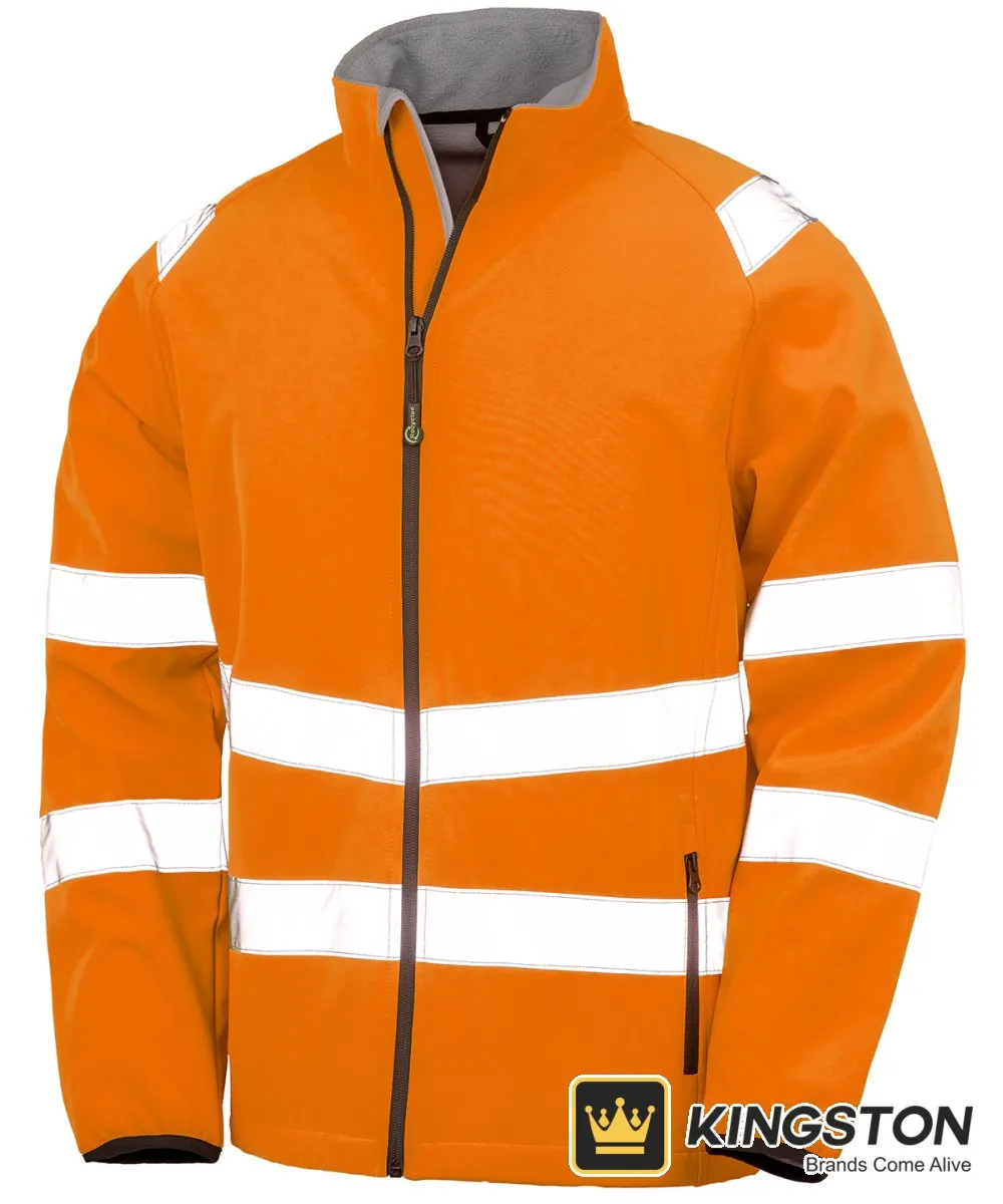 Result Recycled 2-Layer Printable Safety Softshell in Fluorescent Orange