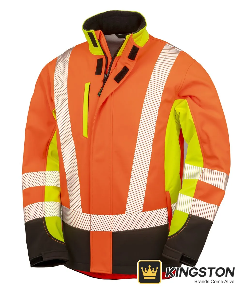Result Recycled 3-Layer 3-Tone Safety Softshell in Fluorescent Yellow/Fluorescent Orange/Black