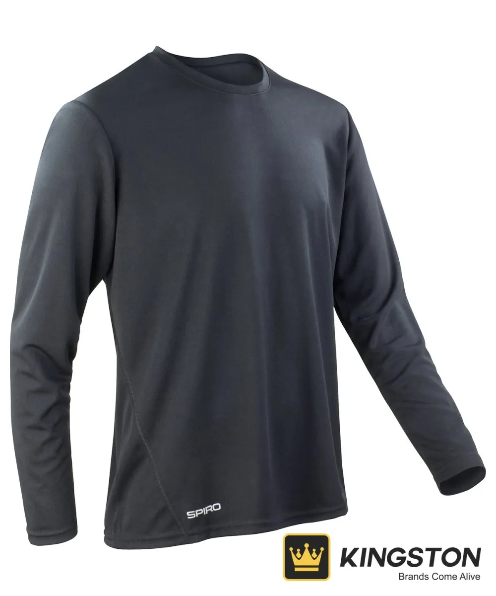 Spiro Quick-Dry Long Sleeve T-Shirt in Black