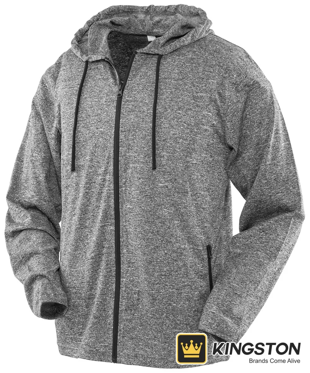 Spiro Hooded Tee Jacket in Marl Grey
