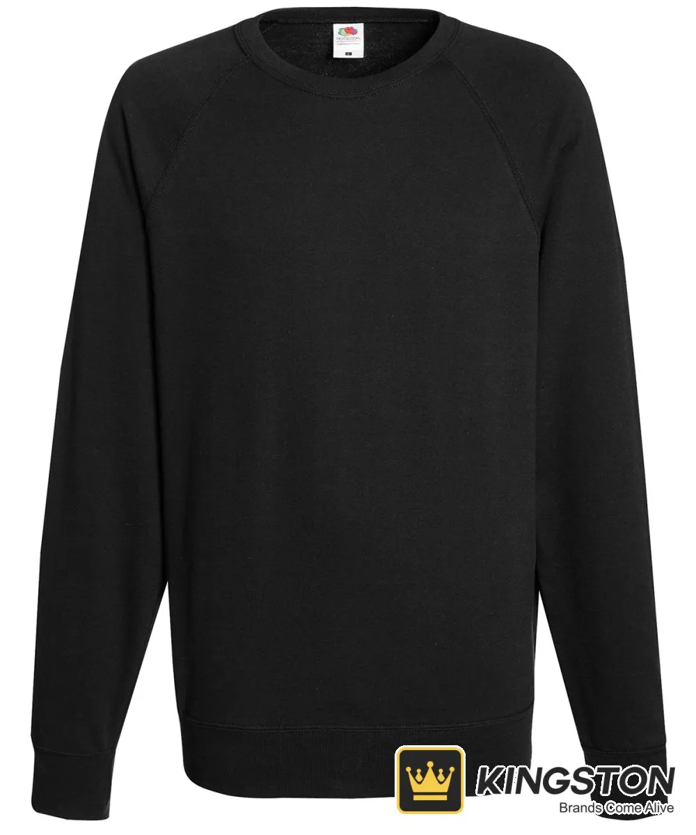 Fruit of the Loom Lightweight Raglan Sweatshirt in Black