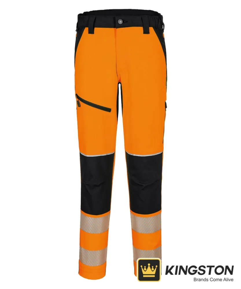Portwest PW3 Hi-Vis Stretch Trousers in Orange/Black
