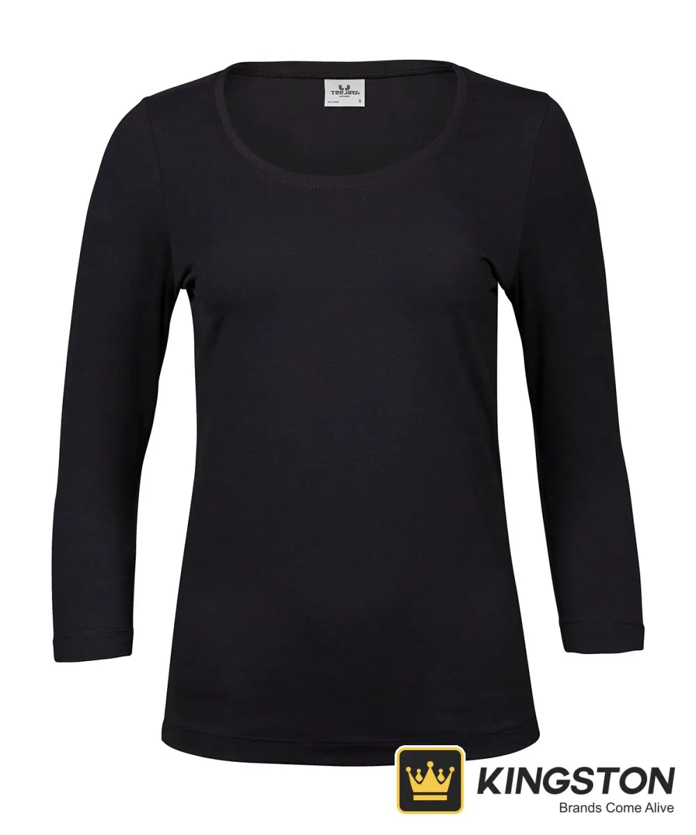Tee Jays Women's Stretch 3/4 Sleeve Tee 460 in Black
