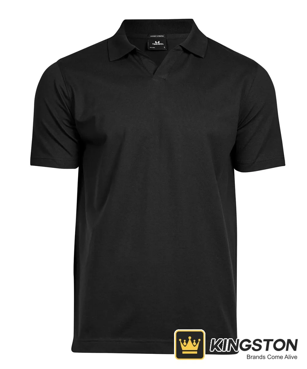 Tee Jays Luxury Stretch V-Neck Polo (1404) in Black