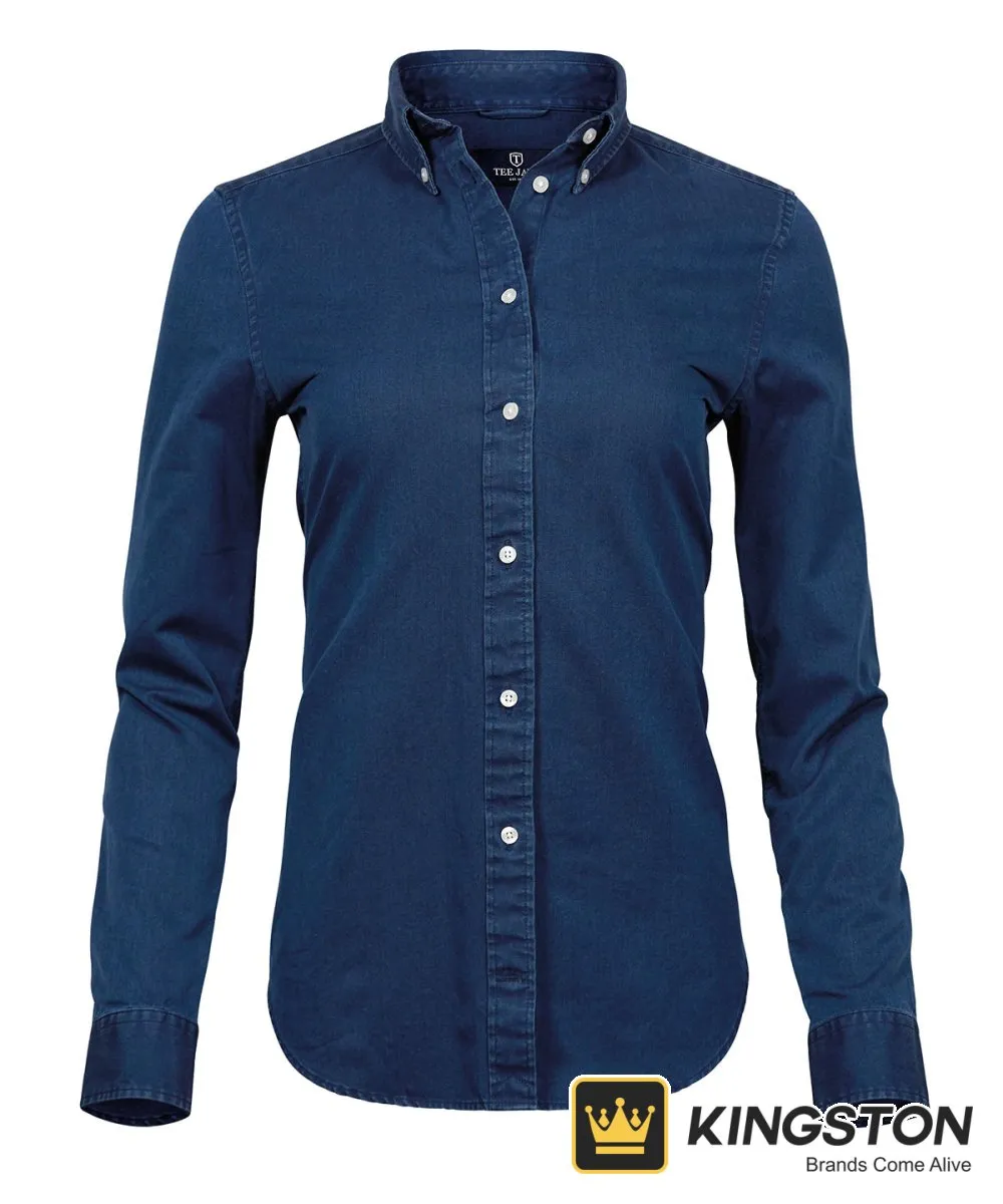 Tee Jays Women's Casual Twill Shirt in Indigo