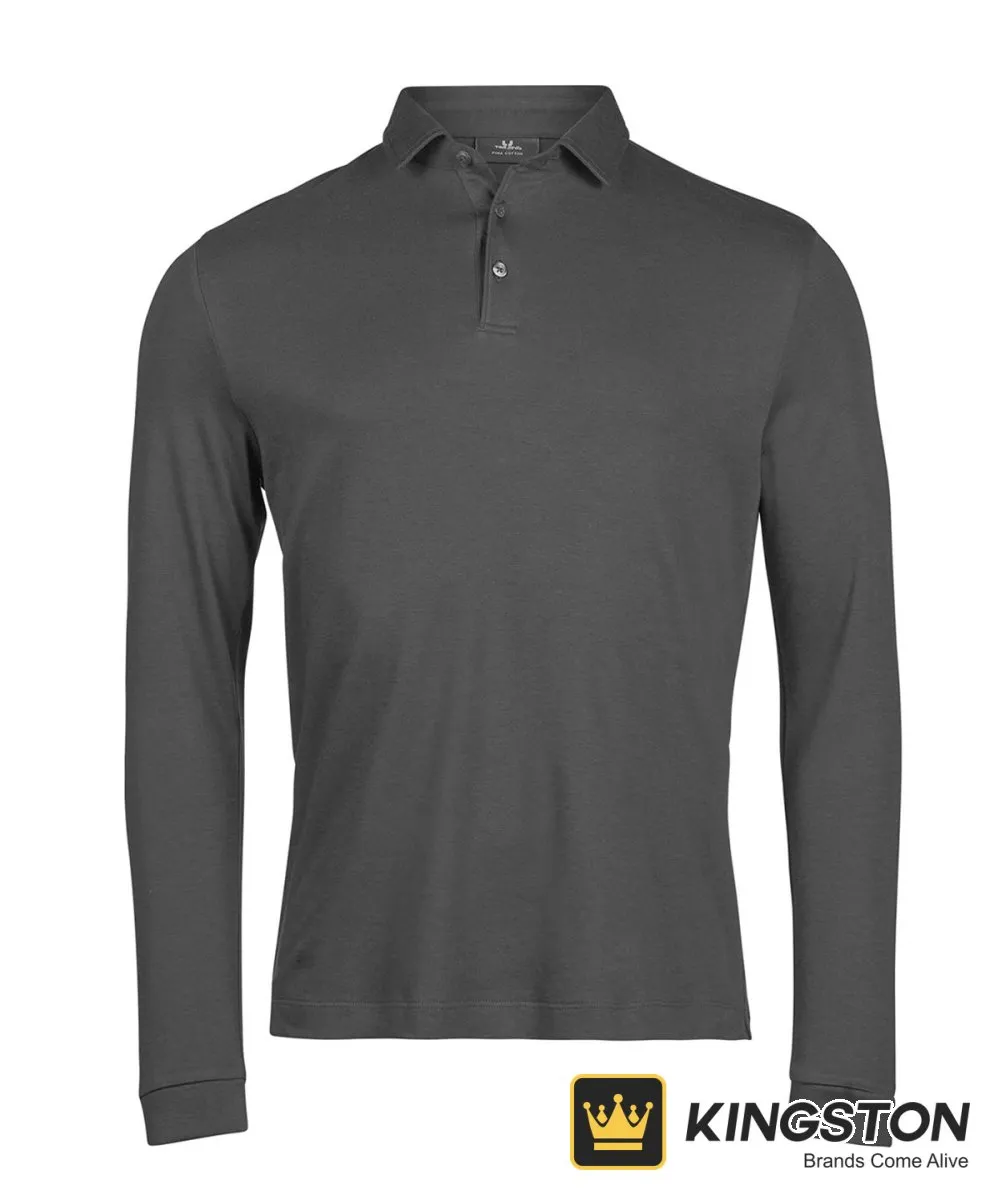 Tee Jays Pima Cotton Long Sleeve Polo (1442) in Black