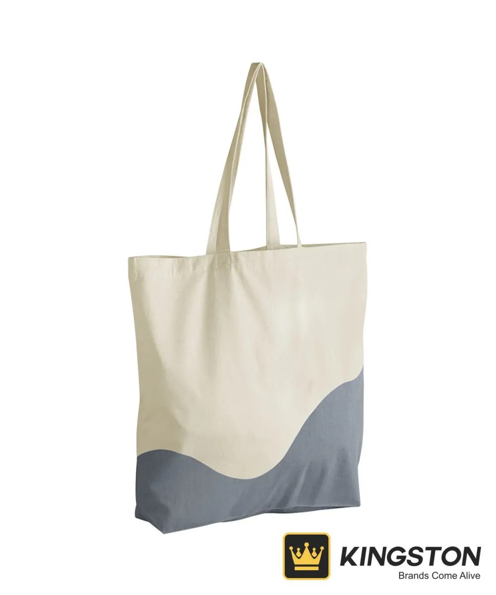 Westford Mill Organic Cotton Wave Print Maxi Tote in Natural/Blue Grey