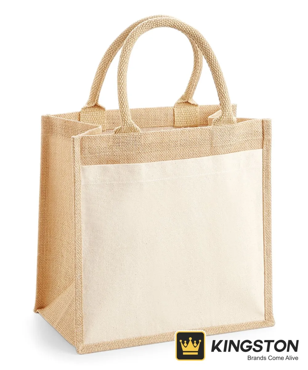 Westford Mill Cotton Pocket Jute Midi Tote in Natural