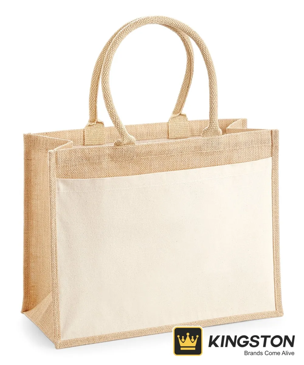 Westford Mill Cotton Pocket Jute Shopper in Natural