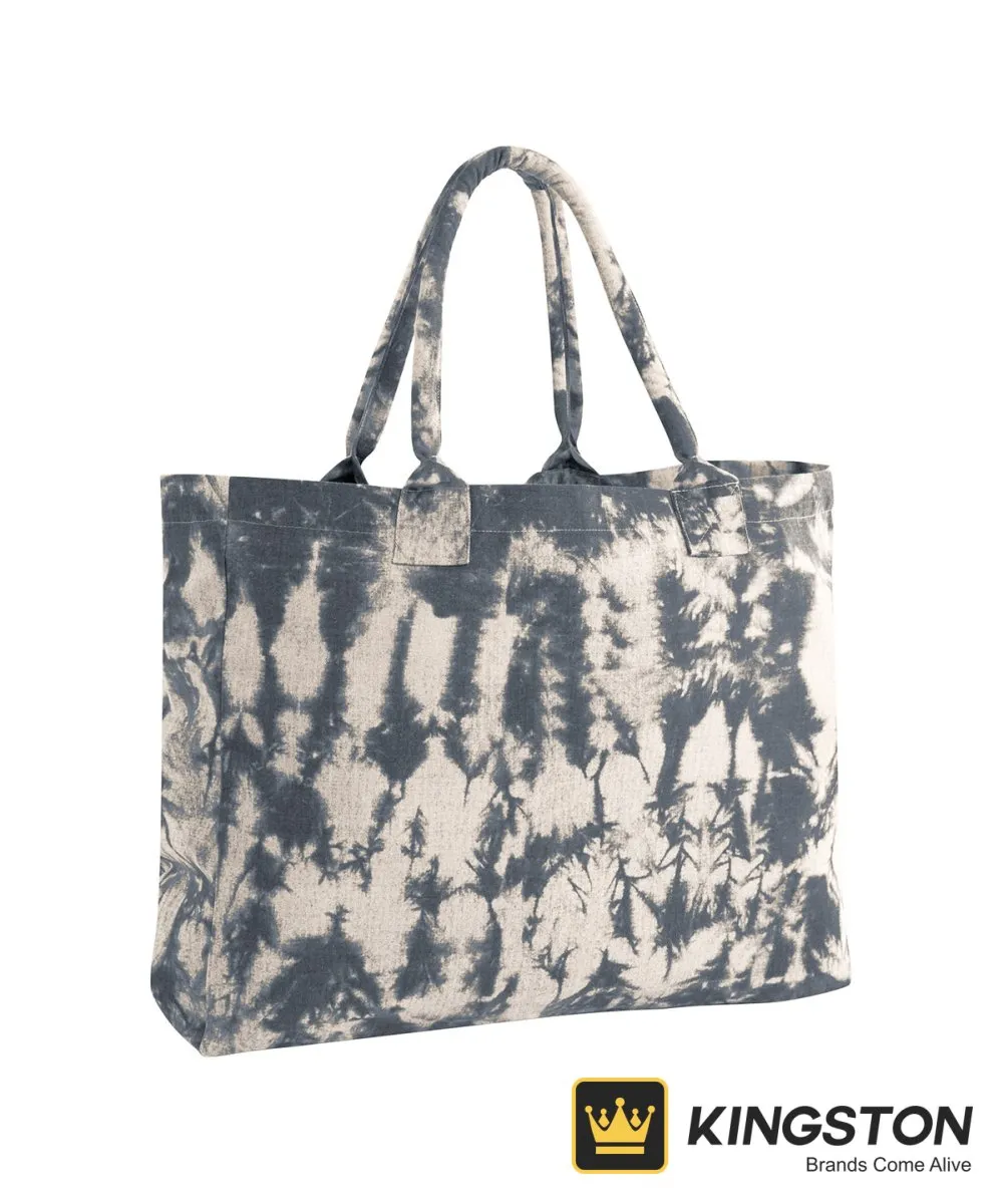 Westford Mill Tie-Dye Canvas Tote Bag in Natural Black Tie-Dye