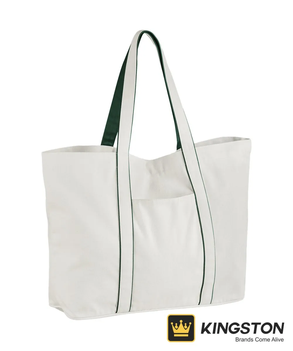 Westford Mill Courtside Large Tote in Soft White/Bottle Green
