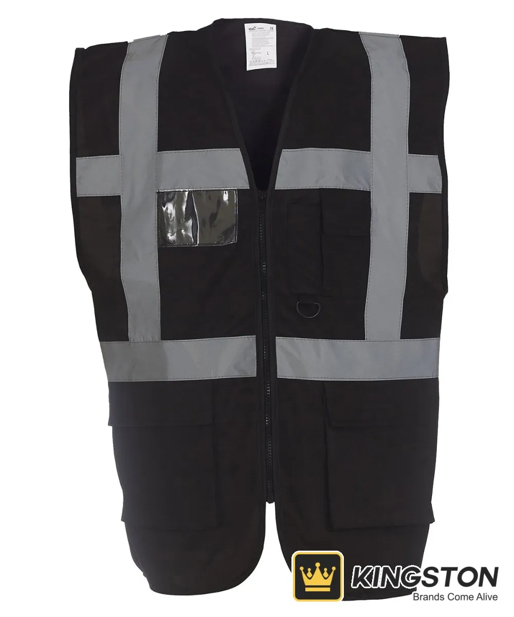 Yoko Hi-Vis Executive Waistcoat in Black