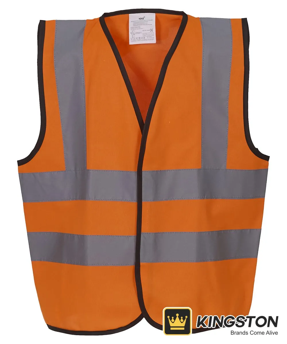 Yoko Kids' Hi-Vis 2 Band and Brace Waistcoat in Orange