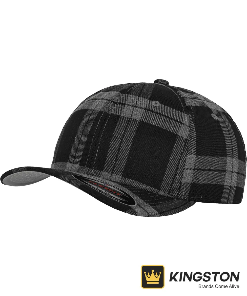 Flexfit by Yupoong Tartan Plaid Cap 6197 in Black/Grey
